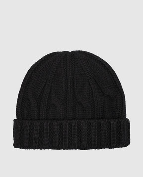 Allude Black cashmere hat with textured pattern 26511223