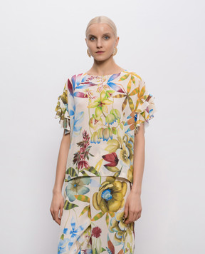 Momoni Cruze ivory printed silk blouse MOBL00101MO