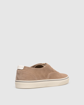 Brunello Cucinelli Beige suede sneakers with logo MZUPIGZ334
