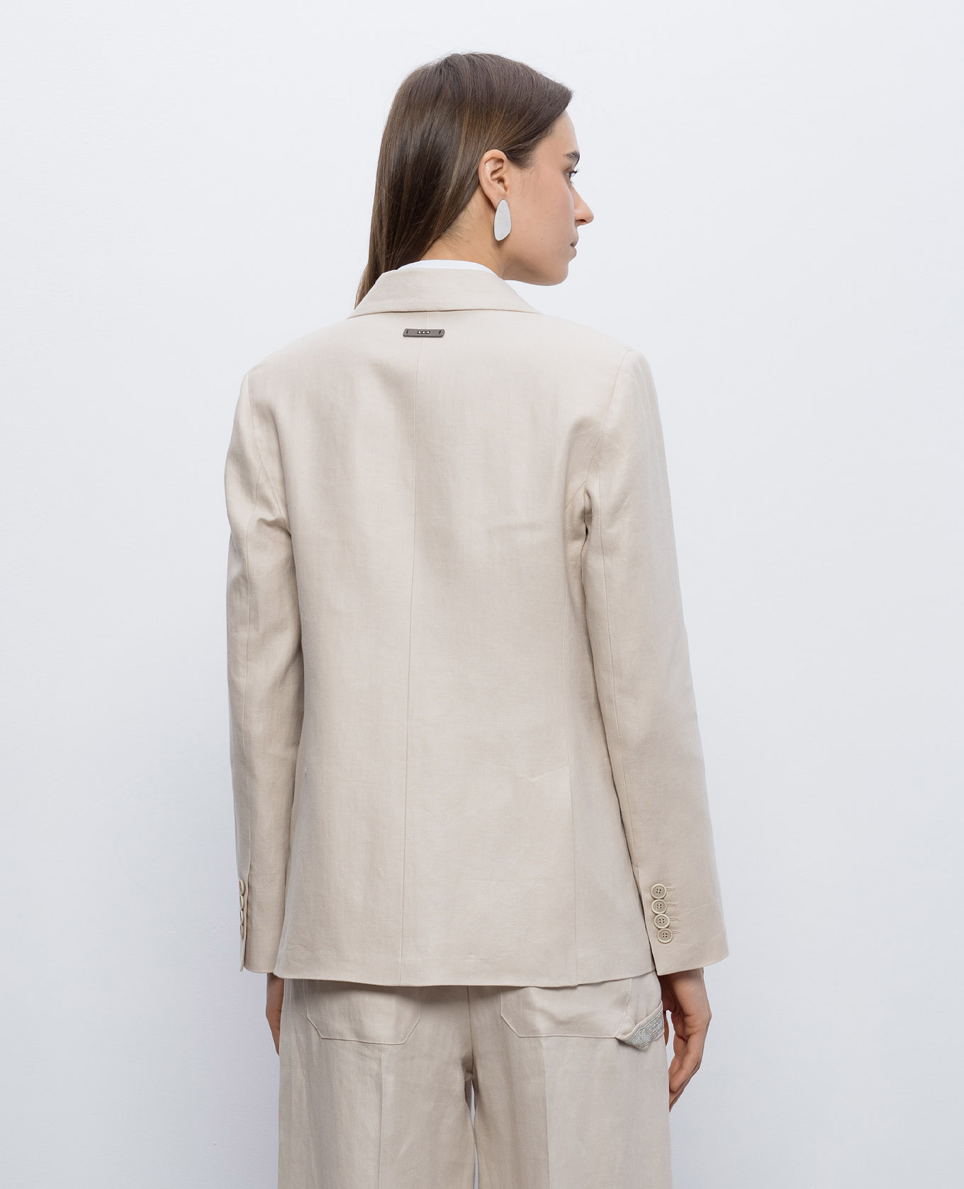 

Beige double-breasted linen jacket Peserico
