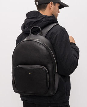 Doucal's Black leather backpack DZ001002UT972