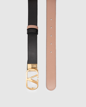 Valentino Reversible leather belt with emblem 9W2T0SQ3ZDM