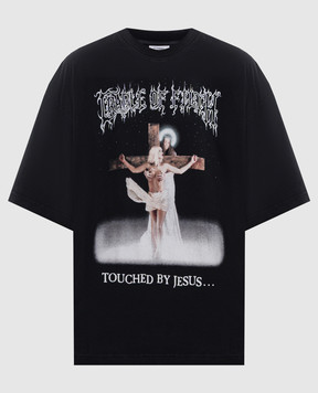 Vetements Black T-shirt with branded print MH27TR209Bw