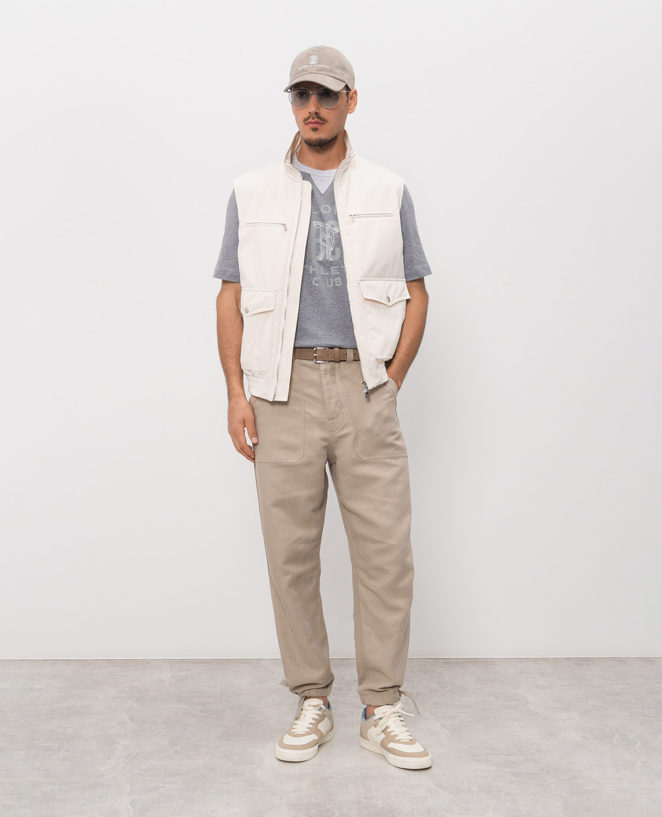 

Gray T-shirt with branded print Brunello Cucinelli, Grey