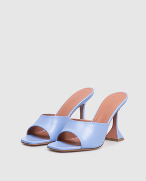 Amina Muaddi Lupita blue leather mules 16S365997LUP
