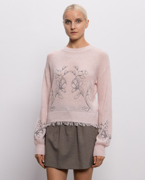 Twinset Pink sweater with floral embroidery 262AP3230
