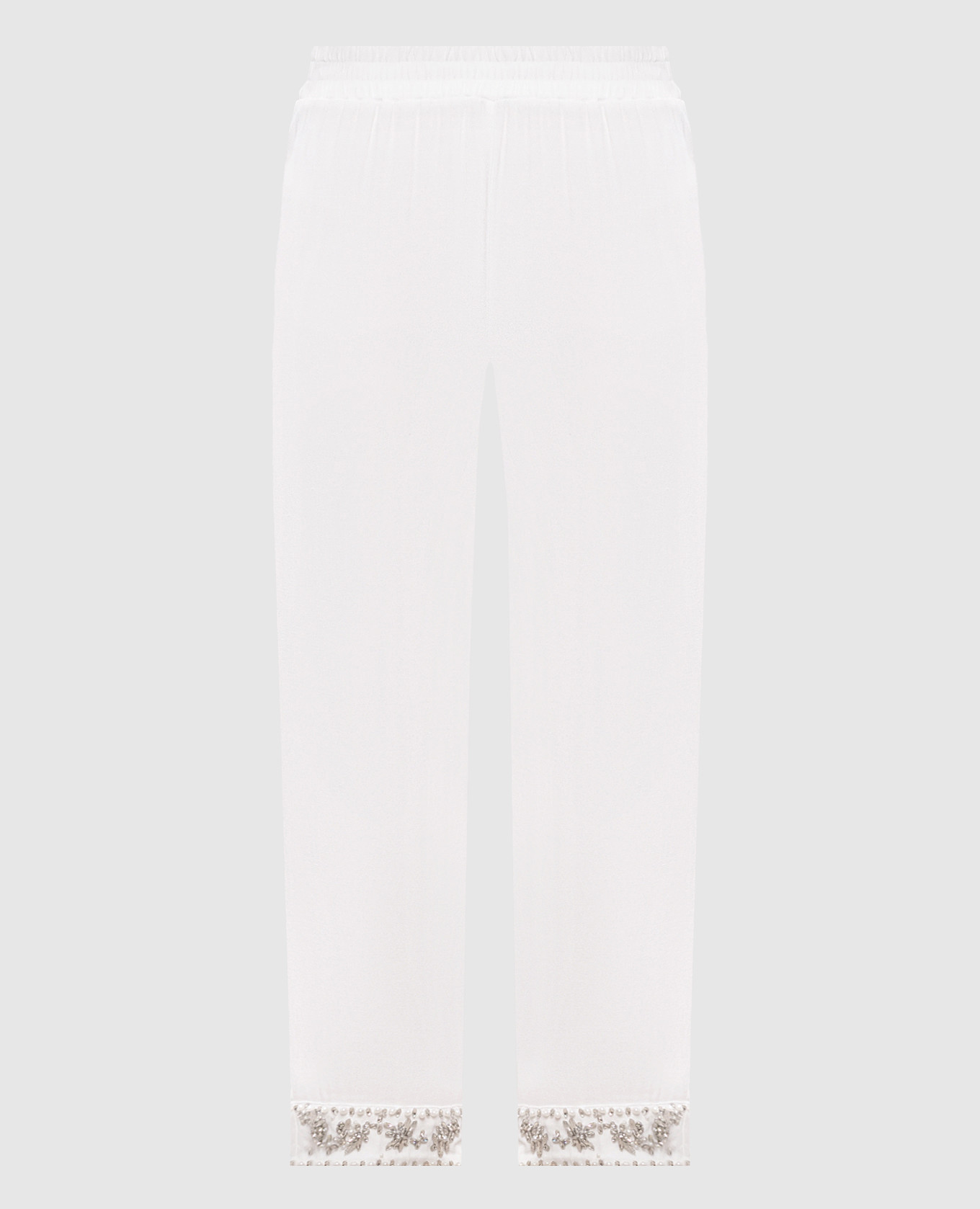 

White pants with applique Twinset