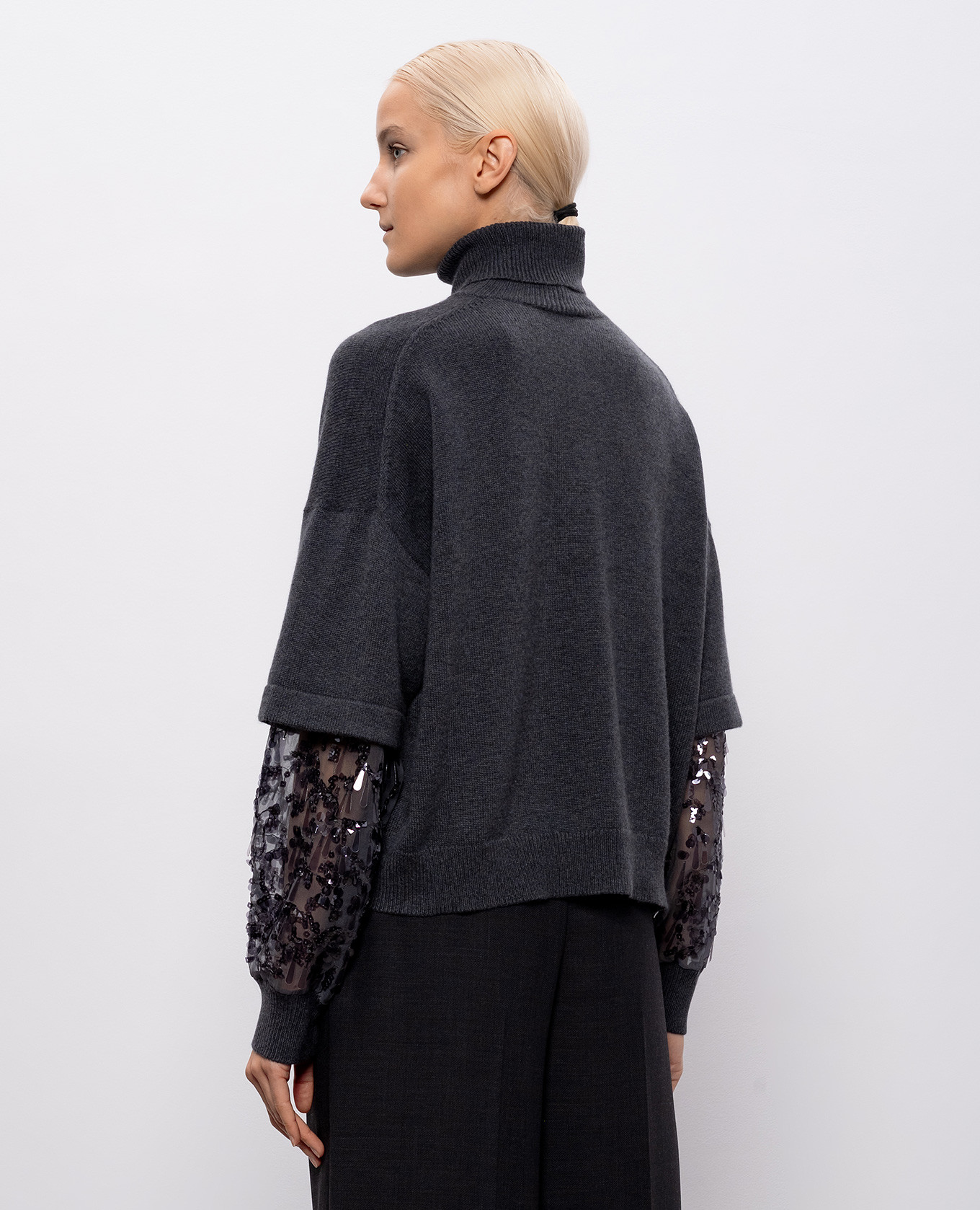 

Gray cashmere sweater with sequins Brunello Cucinelli, Grey