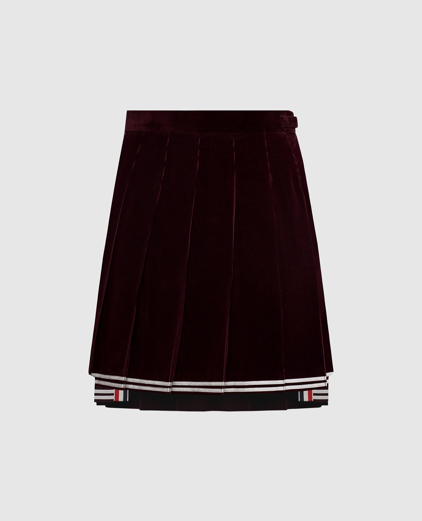 Burgundy velvet pleated skirt