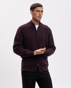 Canali Burgundy cashmere cardigan MK02546C0022