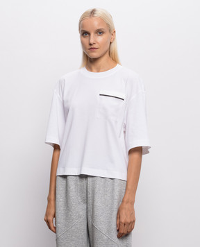 Brunello Cucinelli White T-shirt with a monil chain M0T81B2M00