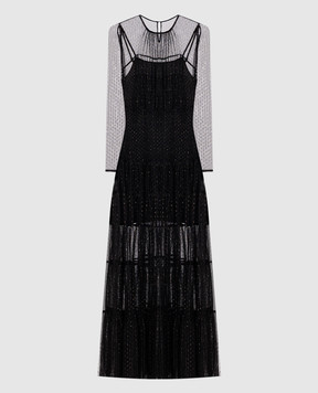 Twinset Black maxi dress with lurex 262TT2150