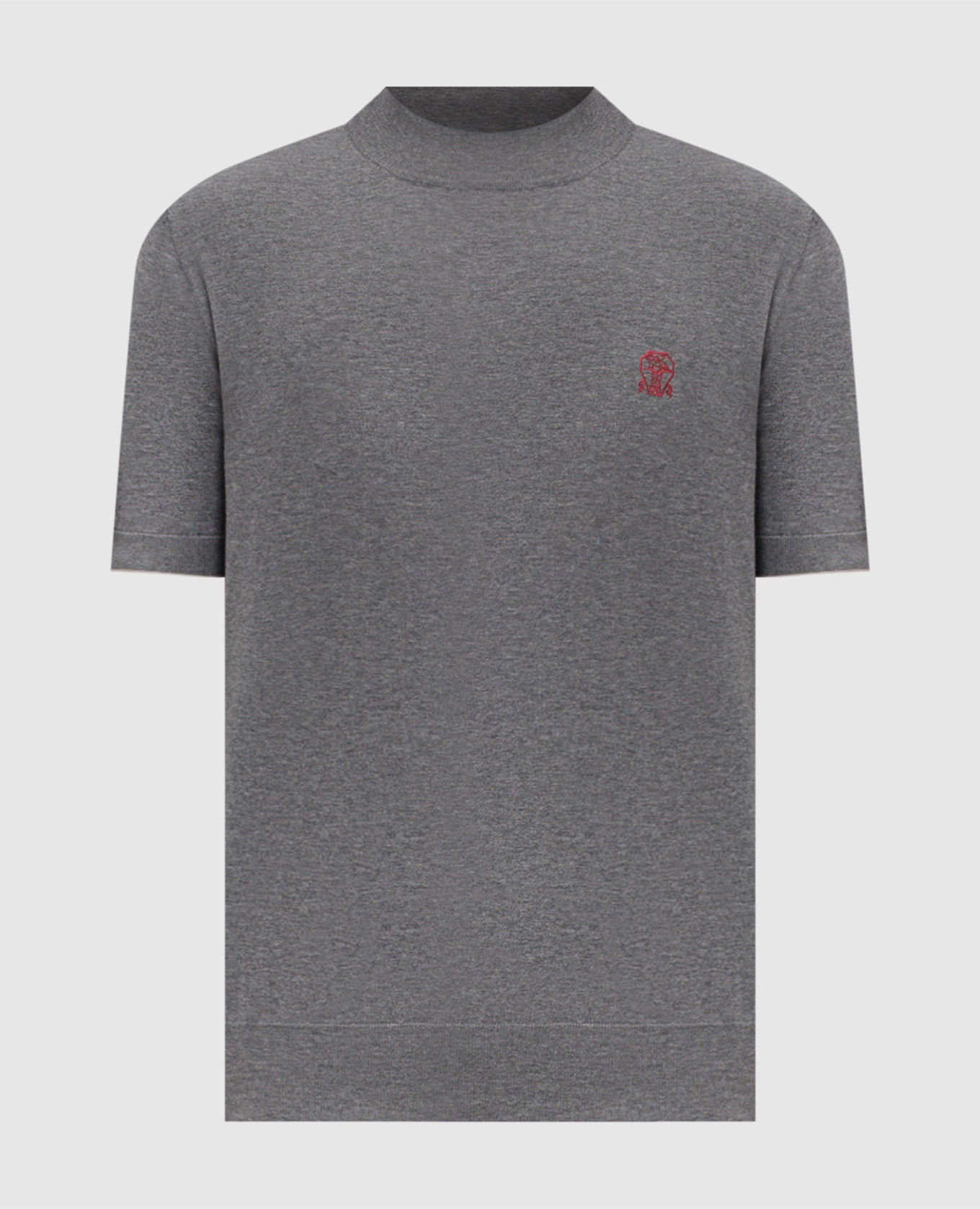 Gray T-shirt with embroidered emblem