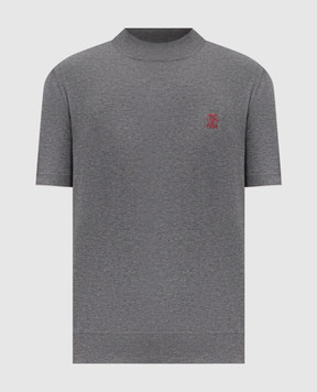 Brunello Cucinelli Gray T-shirt with embroidered emblem M29800104