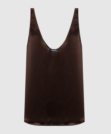 Brown silk top