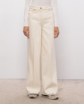 Agnona Beige jeans with logo patch T71205YUC077