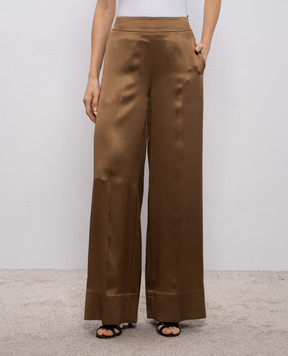 JOSEPH Brown Dijon silk trousers JF009609