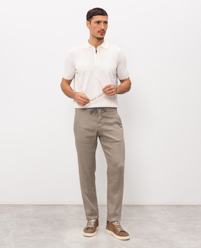 Marco Pescarolo Khaki linen pants CARACCIOLO5302