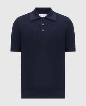 Brunello Cucinelli Blue polo with linen M2L707715