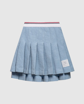 Thom Browne Blue pleated skirt with logo patch FJK155AJ0194
