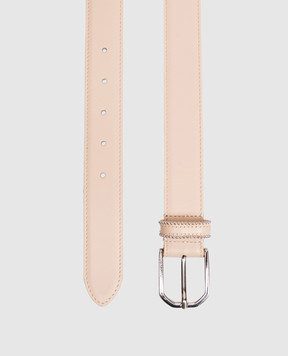 Peserico Beige leather belt with monil chain S32612C0CC938