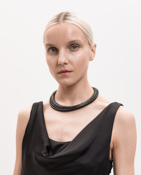 Brunello Cucinelli Precious choker necklace with leather and monil chain MCOW9G022