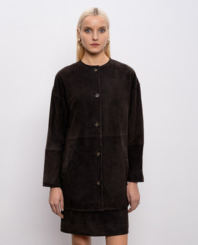 Loulou de Saison WAREN dark brown suede coat WAREN