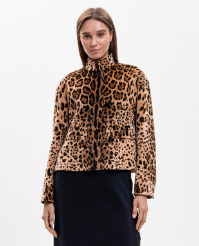 Max Mara Brown velvet jacket in leopard print MSTEDRO