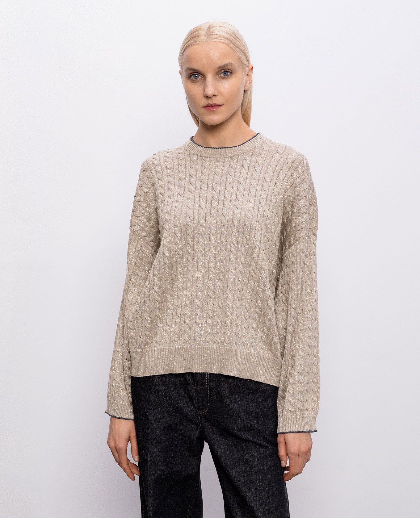 

Beige jumper with lurex pattern Brunello Cucinelli
