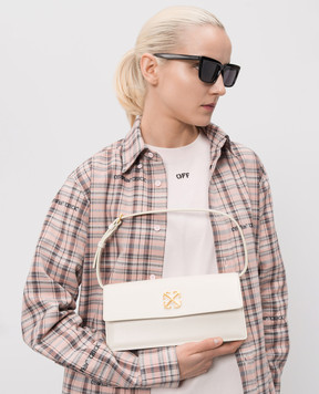 Off-White Jitney 1.0 Ivory Leather Bag with Arrow Emblem OWNN172C99LEA001