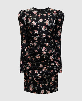 Dolce&Gabbana Black silk mini dress with printed drape F60G3TFSA8H