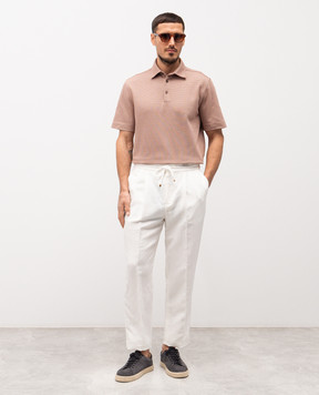 Agnona Brown polo shirt with linen and silk pattern TT09U2YY2074