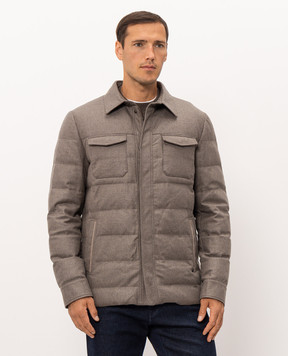 Stefano Ricci Brown wool and cashmere down quilted jacket MDJ63002205803