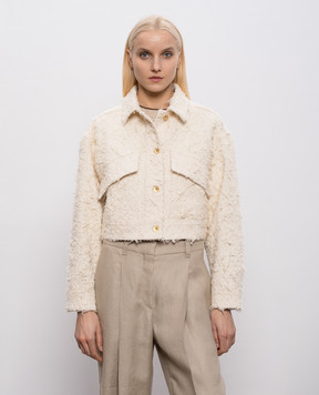Brunello Cucinelli Ivory denim jacket with monil chain ML1217771