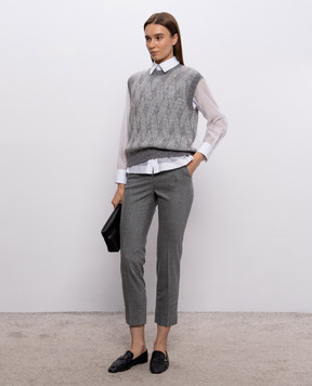 Peserico White silk shirt with monil chain A06045A8372
