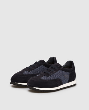 Doucal's Blue combination sneakers with logo DU3389ATLARZ756