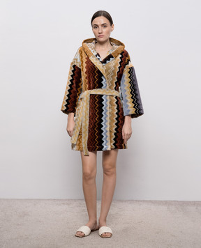 Missoni Home Brown Giacomo terry bathrobe with pattern 1G3AC99722