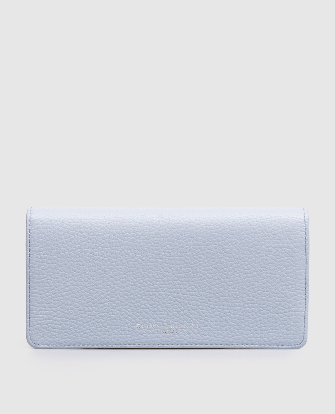 Blue leather wallet with logo print