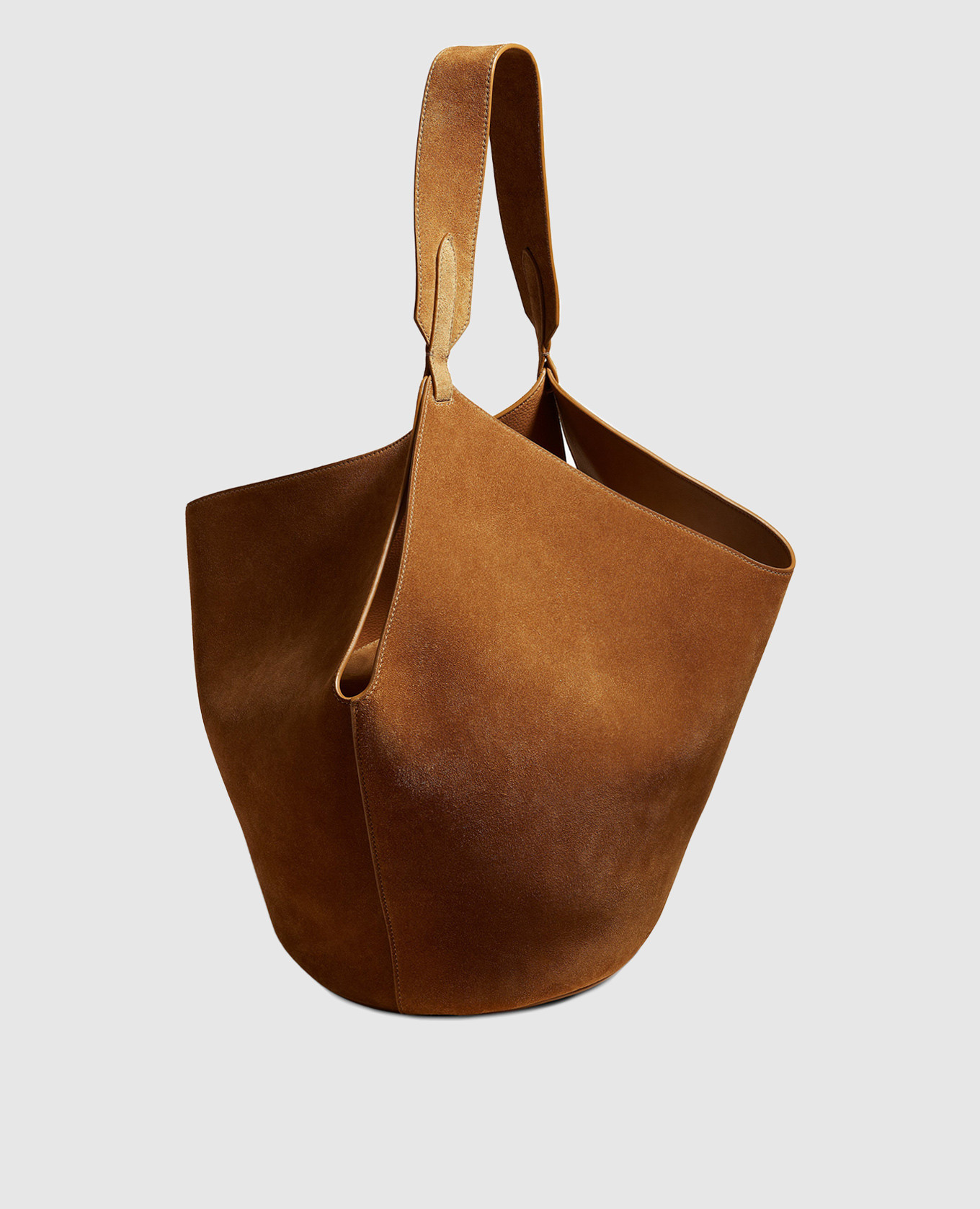Lotus suede bag in brown Khaite 3