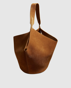 Khaite Lotus suede bag in brown HAITEBAG