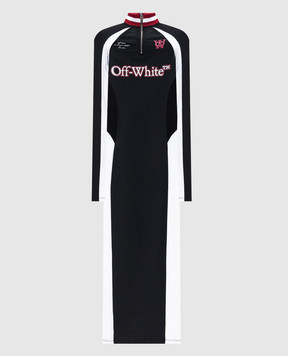 Off-White Black midi dress with logo print 2DB558F25JER001