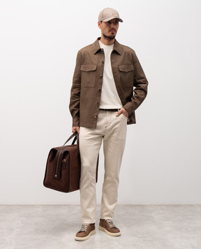 Agnona Brown linen shirt jacket TS09U1YU3047