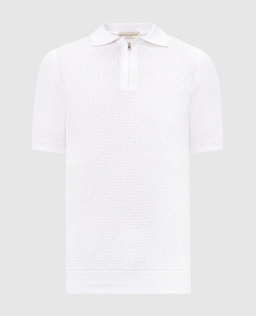 Cashmere&Whiskey White polo with woven pattern DOP267