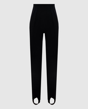 Thierry Mugler Black wool pants with stripes COM1PA05331035
