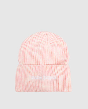 Palm Angels Children's pink hat with logo embroidery F6PAJGHT226