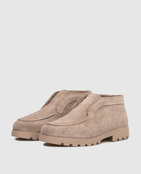 Santoni Beige suede deserts with fur WUDR71345TGRAHFR