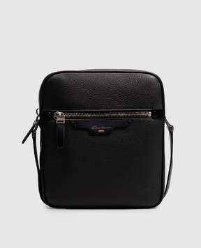 Santoni Black leather bag with logo UIBBA2913ENAITB