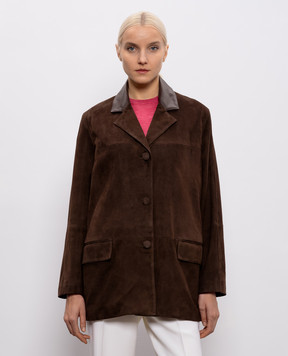 Simonetta Ravizza Brown suede Chelsea jacket S06JA402S1L1C