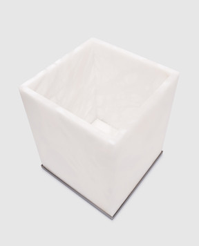 Treesseci White Baster Square waste bin with lid BQ64ABCF