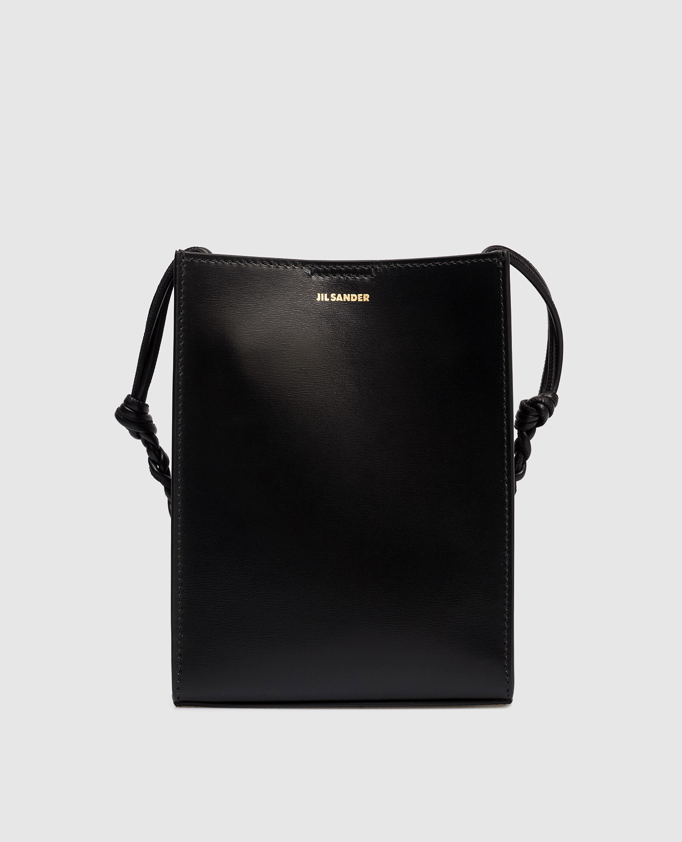 

Black Tangle leather bag with logo Jil Sander